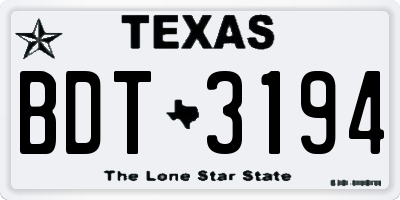 TX license plate BDT3194