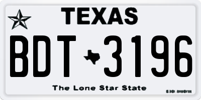 TX license plate BDT3196