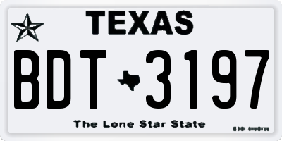 TX license plate BDT3197