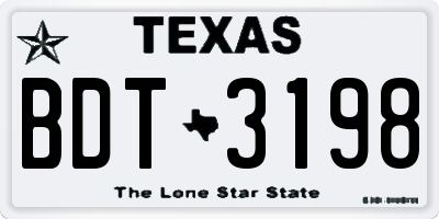 TX license plate BDT3198