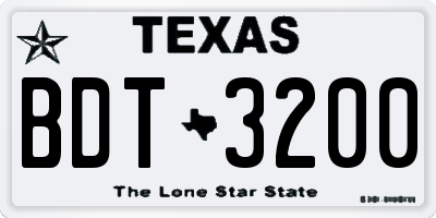 TX license plate BDT3200