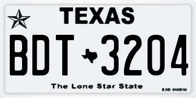 TX license plate BDT3204