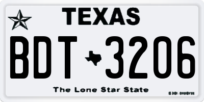 TX license plate BDT3206