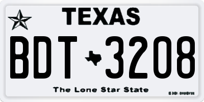 TX license plate BDT3208