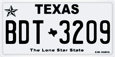 TX license plate BDT3209