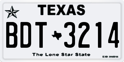 TX license plate BDT3214