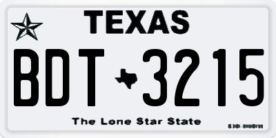 TX license plate BDT3215