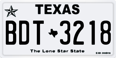 TX license plate BDT3218