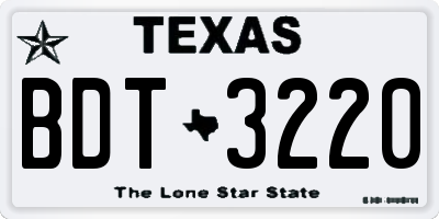 TX license plate BDT3220