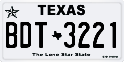 TX license plate BDT3221