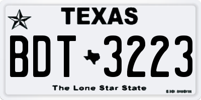 TX license plate BDT3223