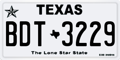 TX license plate BDT3229