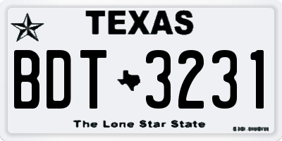 TX license plate BDT3231