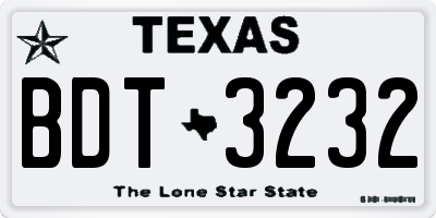 TX license plate BDT3232