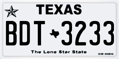 TX license plate BDT3233