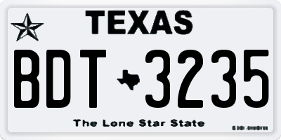 TX license plate BDT3235