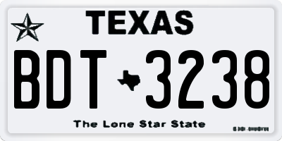 TX license plate BDT3238