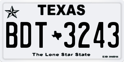 TX license plate BDT3243