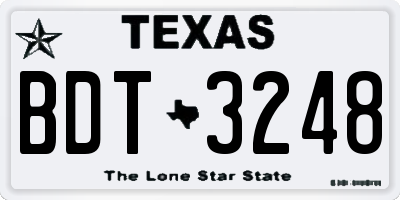 TX license plate BDT3248
