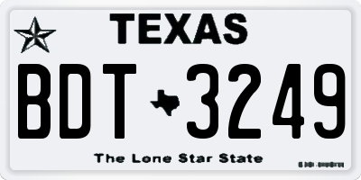 TX license plate BDT3249