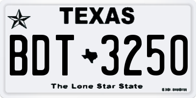 TX license plate BDT3250