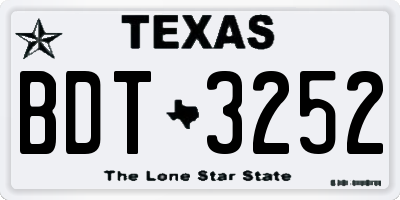 TX license plate BDT3252