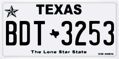 TX license plate BDT3253