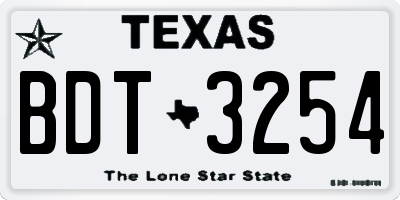 TX license plate BDT3254