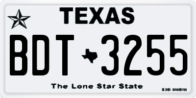 TX license plate BDT3255