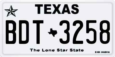 TX license plate BDT3258