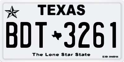 TX license plate BDT3261