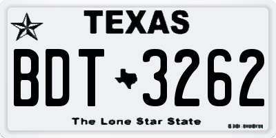 TX license plate BDT3262