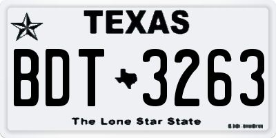 TX license plate BDT3263