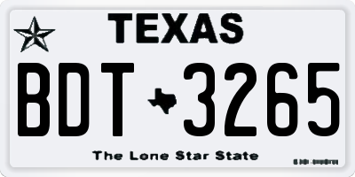 TX license plate BDT3265