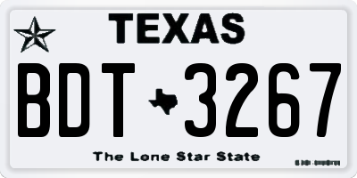 TX license plate BDT3267