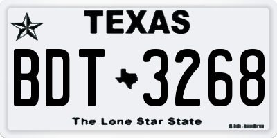 TX license plate BDT3268