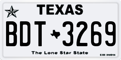 TX license plate BDT3269