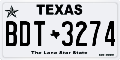 TX license plate BDT3274