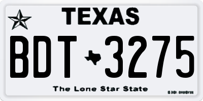 TX license plate BDT3275