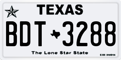 TX license plate BDT3288