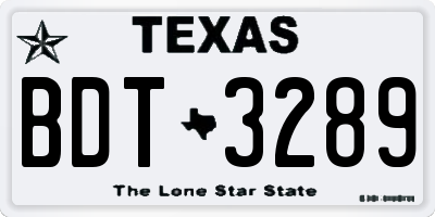 TX license plate BDT3289