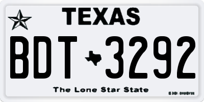 TX license plate BDT3292