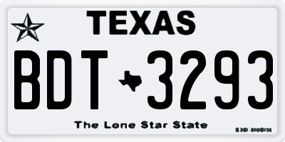 TX license plate BDT3293