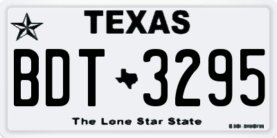 TX license plate BDT3295