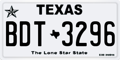 TX license plate BDT3296