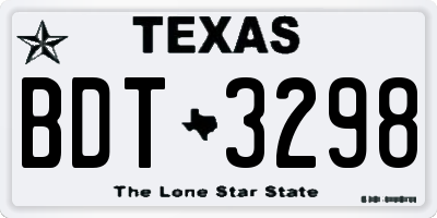 TX license plate BDT3298