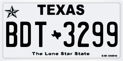 TX license plate BDT3299
