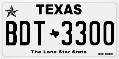 TX license plate BDT3300