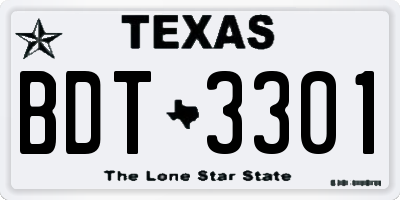 TX license plate BDT3301