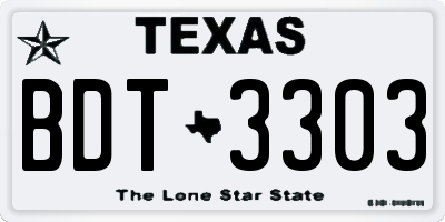 TX license plate BDT3303